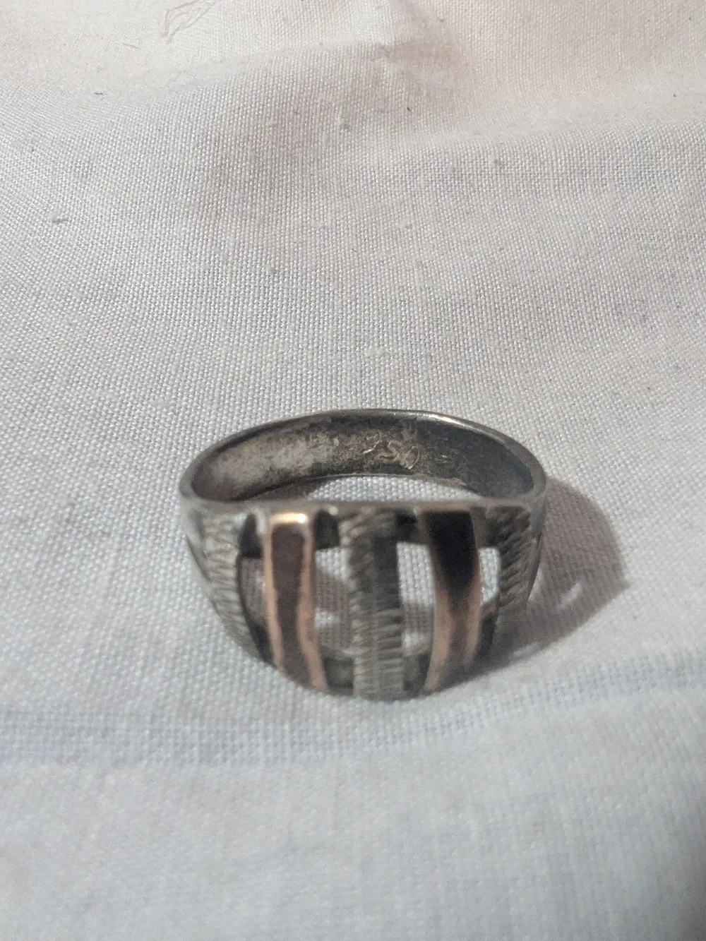 Men's Two-Tone Sterling Silver and Copper Signet Pinky Ring